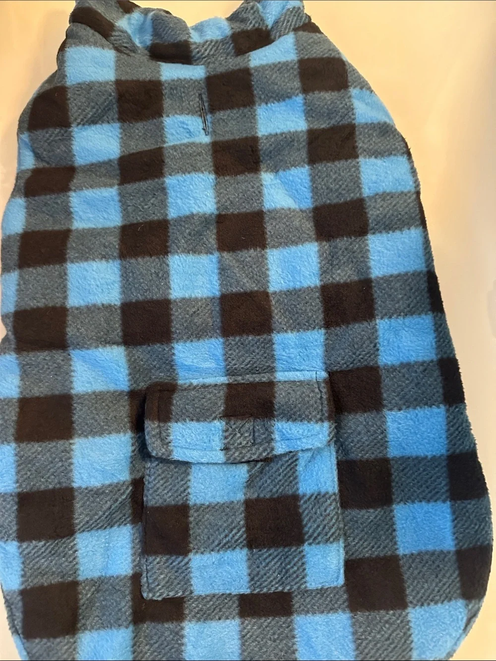 Blue and Black Plaid Kids Fleece Dog Coat